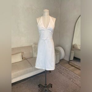 Y2K 2000s ROM COM VINTAGE WHITE HALTER NECK SUN DRESS